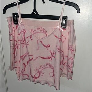 NWT Paris Hilton pink ribbon print pajamas